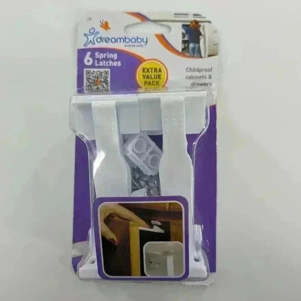 Dreambaby 6 Spring Latches XTRA VALUE PACK Great for Childproof Cabinets Drawers